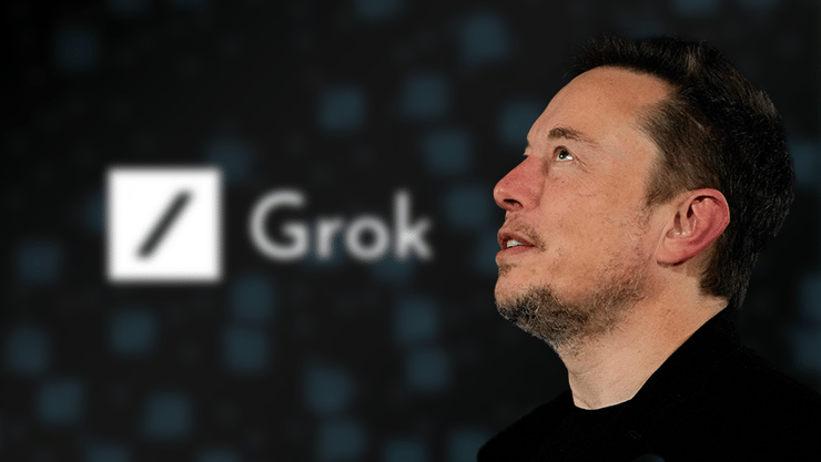 אילון מאסק וגרוק (עיבוד תמונה. צילום: xAI, Kirsty Wigglesworth / AFP) אילון מאסק וגרוק