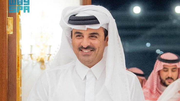 אמיר קטאר (צילום: Saudi Press Agency/Handout via REUTERS) יורש העצר של סעודיה מוחמד בן סלמאן עם אמיר קטאר תמים בן חמד אאל ת'אני ב ריאד