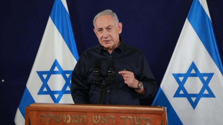 מסיבת עיתונאים של ראש הממשלה בנימין נתניהו, שר הביטחון יואב גלנט ובני גנץ יו"ר המחנה הממלכתי