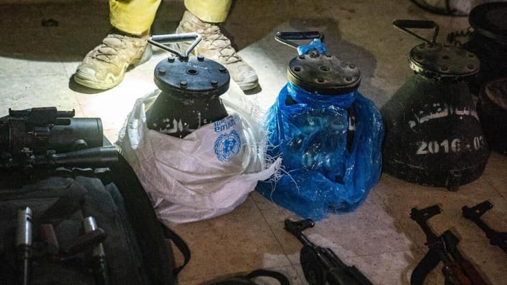 אמל"חים שאותרו במרחב ג'באליה, חלקם בשקיות של אונר"א