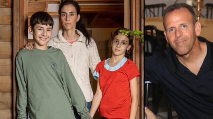 איתן יהלומי עם אמו ואחותו. מחכים לשובו של אב המשפחה, אוהד