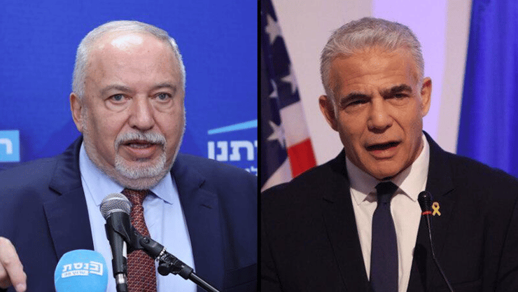 ב"יש עתיד" רוצים למשוך אם יהיה פתרון, ב"ישראל ביתנו" מתעקשים להעלות את ההצעה בכל זאת. לפיד וליברמן (צילום: עוז מועלם, אלכס קולומויסקי) אביגדור ליברמן