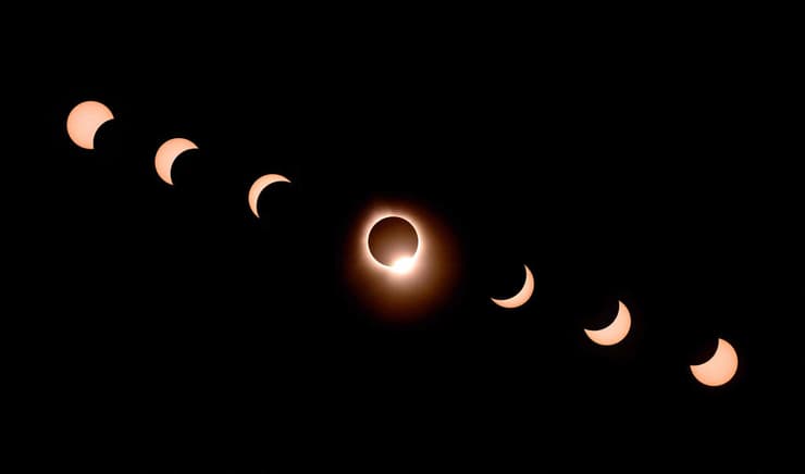 שלבי ליקוי החמה (צילום: Josh Edelson/AFP) שלבי הליקוי באינדיאנה
