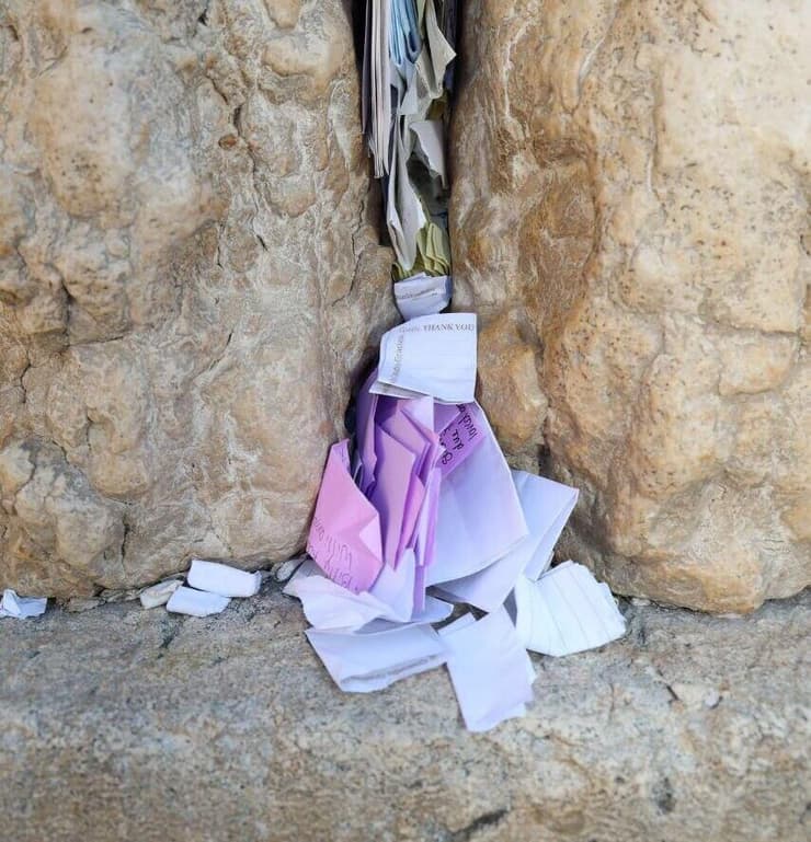 פתקים שהוטמנו בכותל המערבי, ארכיון (צילום: הקרן למורשת הכותל המערבי) הפתקים שהוטמנו בכותל המערבי