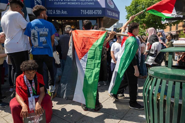 מחאות פרו-פלסטיניות בשכונת ביי רידג' רובע ברוקלין ,ניו יורק