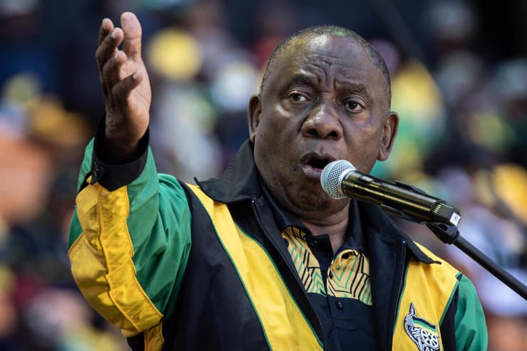 נשיא דרום אפריקה סיריל רמפוזה בחירות עצרת של מפלגת הקונגרס הלאומי האפריקני ANC