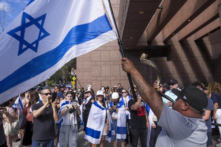 הפגנה פרו בעד ישראל בלוס אנג'לס קליפורניה 