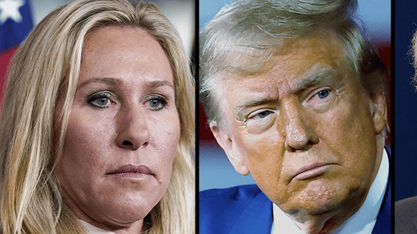 דונלד טראמפ ומרג'ורי טיילור גרין (צילום: צילום: AP Photo/Susan Walsh צילום: Kevin Dietsch/AFP צילום: AP) ג'ו ביידן, דונלד טראמפ, מרג'ורי טיילור גרין