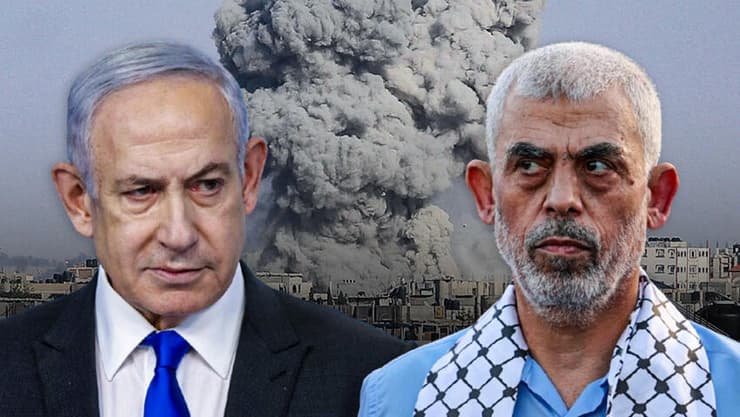 סינוואר ונתניהו. רה"מ הורה לחסל את הנהגת חמאס בבוקר 7 באוקטובר (צילום: REUTERS/Hatem Khaled, מארק ישראל סלם, MAHMUD HAMS/AFP) סינוואר ונתניהו. רה"מ הורה לחסל את הנהגת חמאס בבוקר 7 באוקטובר