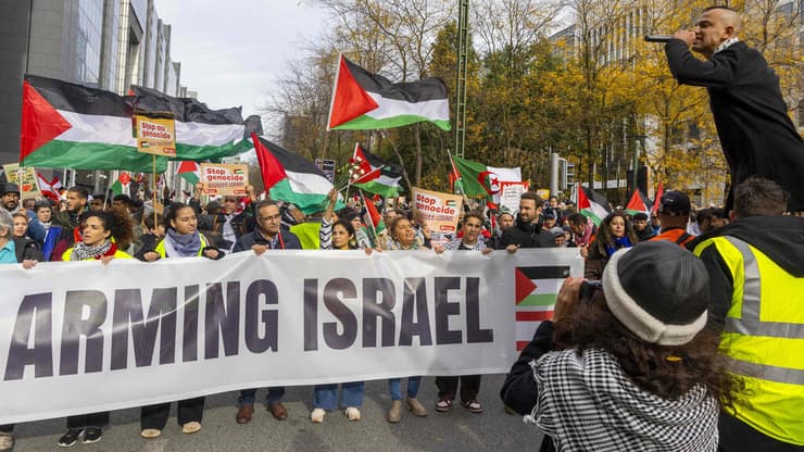 בריסל בלגיה מחאה פרו פלסטינית