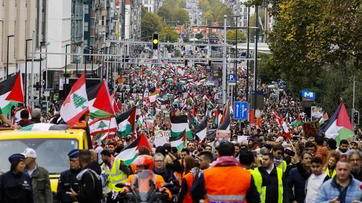 בריסל בלגיה מחאה פרו פלסטינית