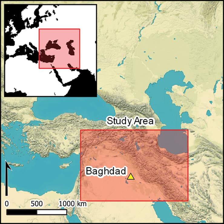 המפה של האזור שנחקר