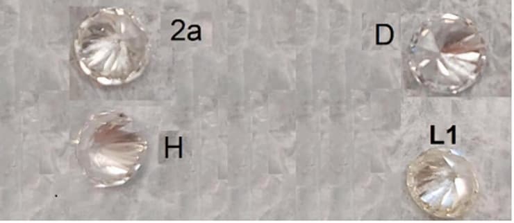 יהלומים טבעיים ברמות חנקן וצבע שונים (צילום: באדיבות אוניברסיטת אריאל) יהלומים טבעיים ברמות חנקן וצבע שונים