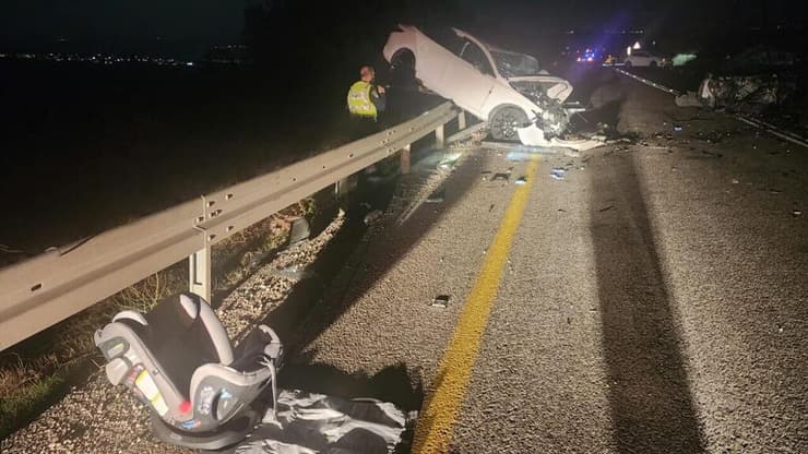 זירת תאונת הדרכים בכביש 807, צומת נחל צלמון