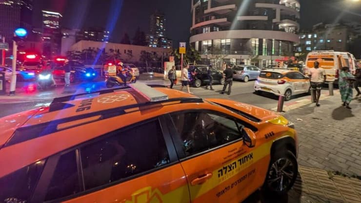 זירת הרצח ברמת גן (צילום: דוברות איחוד הצלה) זירת הירי ברמת גן