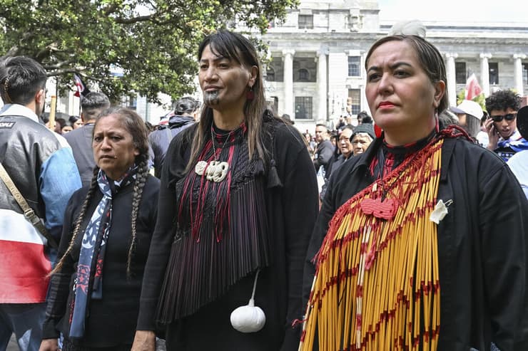 צילום: AP Photo/Mark Tantrum ניו זילנד הפגנה הפגנת ענק מאורים נגד חוק לשינוי פירוש האמנה המכוננת