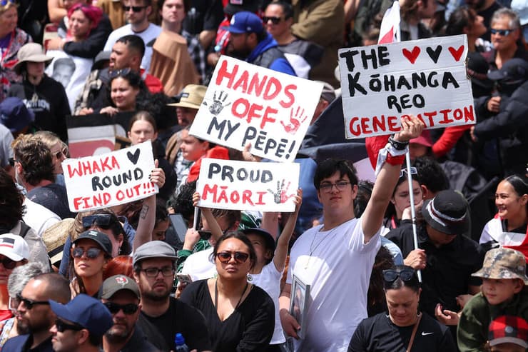 צילום: Hagen Hopkins/Getty Images ניו זילנד הפגנה הפגנת ענק מאורים נגד חוק לשינוי פירוש האמנה המכוננת