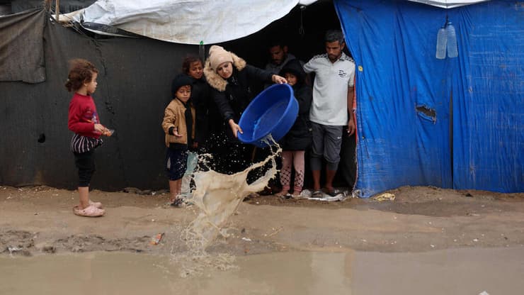 גשם במרכז רצועת עזה