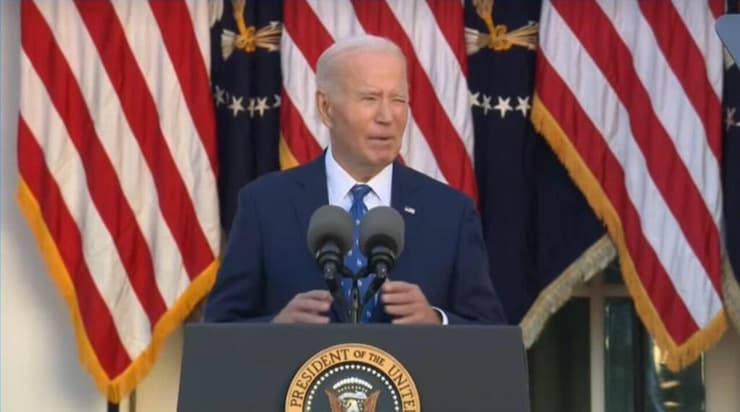 נשיא ארה"ב, ג'ו ביידן, בהצהרה בבית הלבן בנושא הפסקת האש עם לבנון