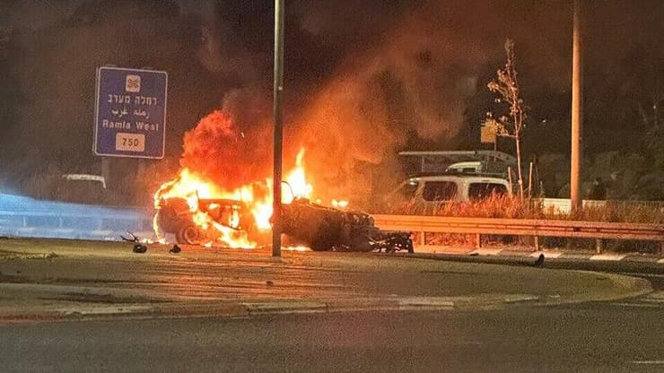 פיצוץ רכב בכביש ברמלה