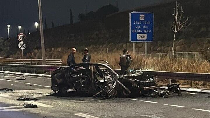 זירת פיצוץ הרכב בכביש ברמלה