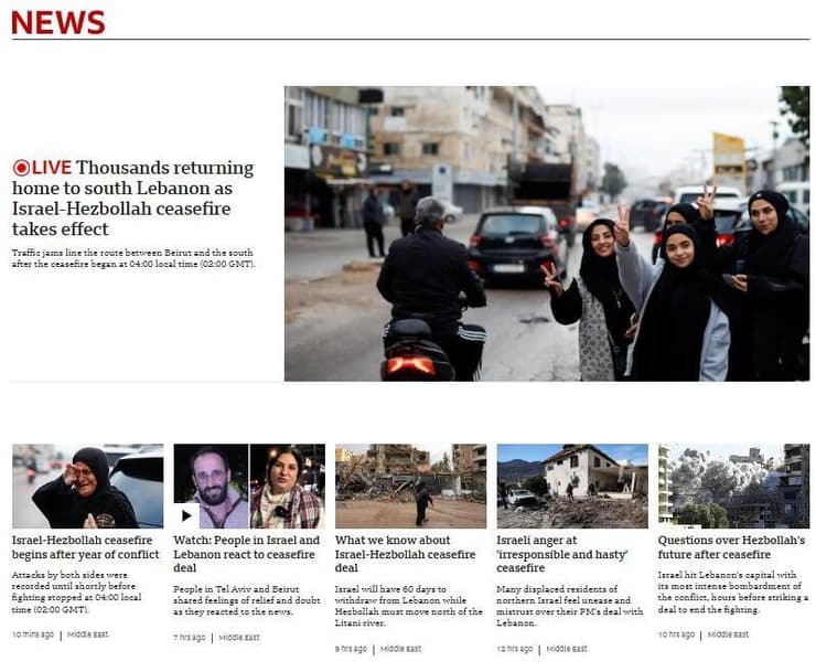 סיקור בעולם הסכם הפסקת אש ישראל חיזבאללה לבנון