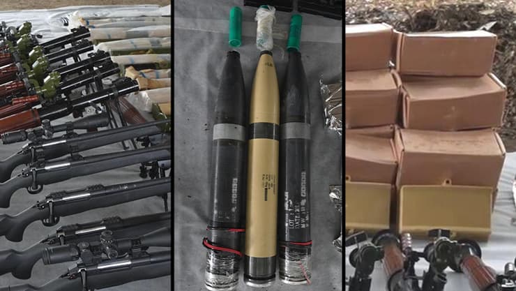 תיעוד האמל"ח האיראני שנתפס על-ידי שב"כ וצה"ל (צילום: תקשורת שב"כ ) תיעוד האמל"ח האיראני שנתפס על-ידי שב"כ וצה"ל