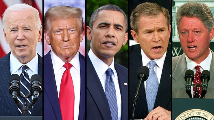ביל קלינטון ג'ורג' בוש ברק אובמה דונלד טראמפ ג'ו ביידן
