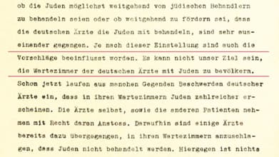 "המטרה שלנו אינה יכולה להיות מילוי חדרי ההמתנה של הרופאים הגרמנים ביהודים" "המטרה שלנו לא יכולה להיות מושגת תוך מילוי חדרי המתנה של רופאים גרמנים ב(מטופלים)יהודים"