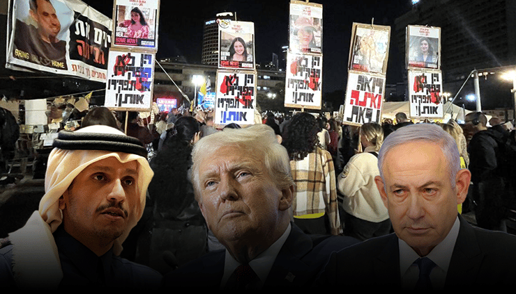 נתניהו, טראמפ וא-תאני (צילום: מחאת התצפיתניות,מארק ישראל סלם,AP PhotoAlex Brandon, Mark Schiefelbein/Pool via REUTERS) ביג מיוחד מחאת התצפיתניות ,ביבי נתניהו ,דונלאד טראמפ ,ראש ממשלת קטאר מוחמד בן עבד א-רחמן אאל ת'אני