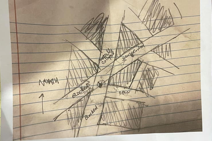 מפה של אזור החיפושים ששרטטו אנשי ההצלה (צילום: AP Photo/Patrick Aftoora-Orsagos) ארה"ב פנסילבניה חיפושים אחרי אליזבת פולארד סבתא בת 64 נפלה ל בולען כ שחיפשה את החתול