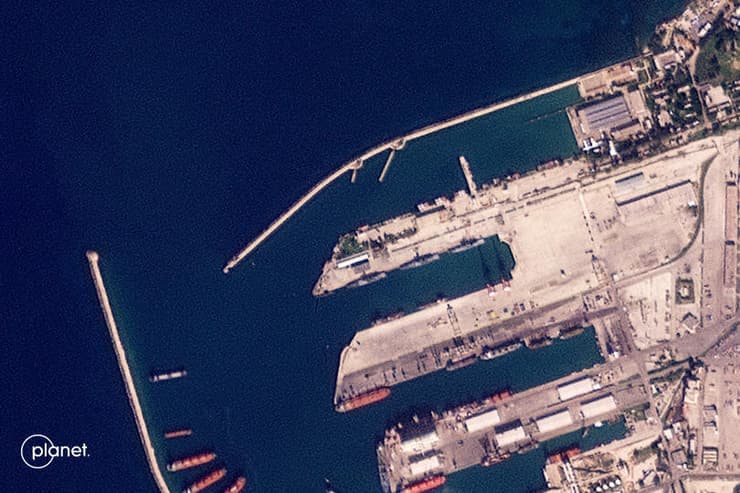 בסיס הצי הרוסי בטרטוס (צילום: AFP PHOTO / PLANET LABS PBC) בסיס הצי הרוסי טרטוס בחופי הים התיכון של סוריה