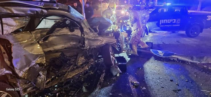 זירת התאונה בכניסה לעומר