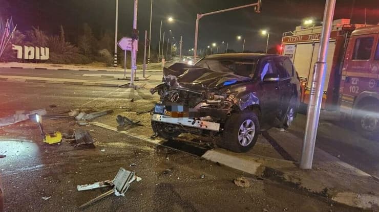 זירת התאונה בכניסה לעומר