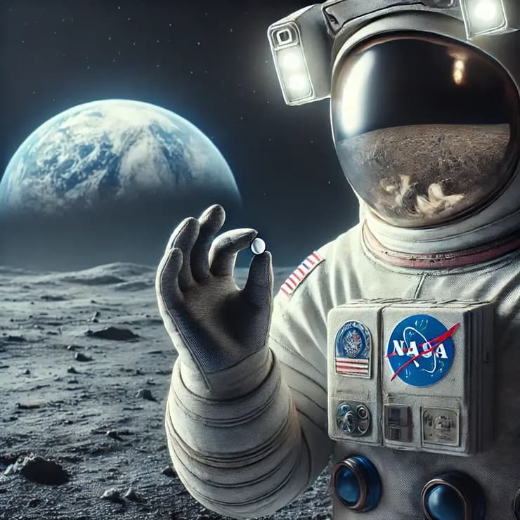 אסטרונאוט מחזיק גלולה