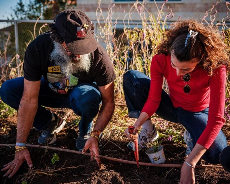 חיבור לערכי הקיבוץ. הגינה בבצלאל (צילום: תום ביכו) גינה קהילתית בצלאל למען החטוף גדי מוזס
