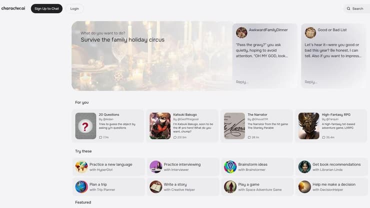 Character.ai - פלטפורמה נוספת שהתגלו בה צ'אטבוטים בעייתיים (Character.ai) Character.ai - יצירה תמימה לכאורה של צ'טבוטים המובילה לתגובות חסרות מעצורים