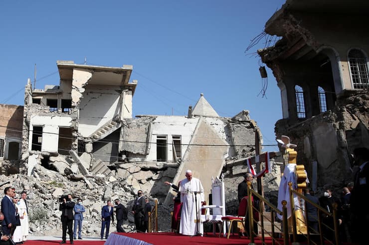 צילום: REUTERS/Yara Nardi/File Photo האפיפיור פרנסיסקוס ביקור ב עיראק מוסול 2021