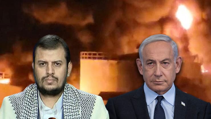 החות'ים חוששים מחיסול מנהיגם. נתניהו ועבד אל-מלכ בדר א-דין אל-חות'י (צילום: אלכס קולומויסקי, Social Media/via REUTERS) בנימין נתניהו, עבד אל-מאליכ בדר א-דין אל-חות'י