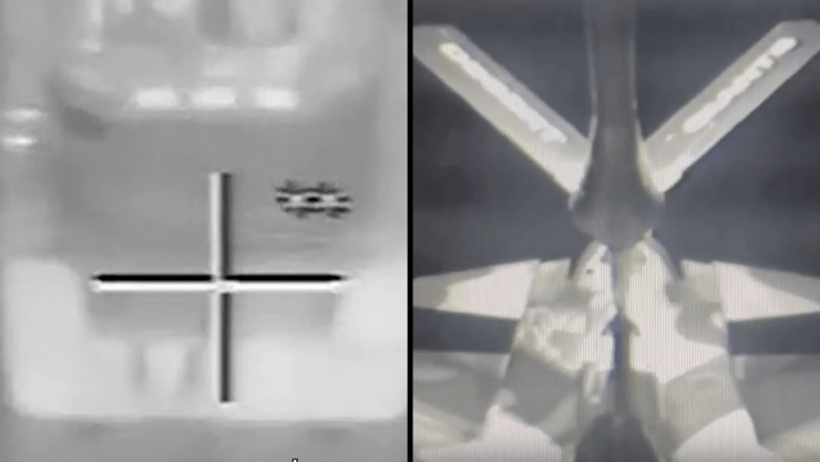 מימין: תדלוק אחד ממטוסי הקרב, משמאל: הכוונת לפני התקיפה (צילום: דובר צה"ל) תיעוד מתקיפות מטוסי חיל האוויר בתימן