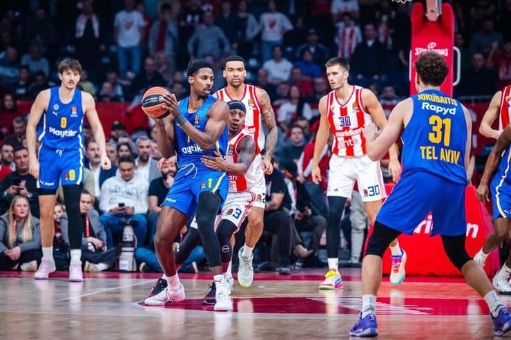 מגיע לסיום המשחק בלי אוויר. הורד (צילום: Djordje Kostic) הכוכב האדום בלגראד מכבי ת"א