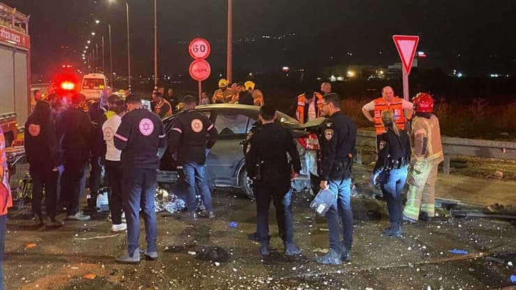 זירת תאונת הדרכים הקשה בצומת חסידים
