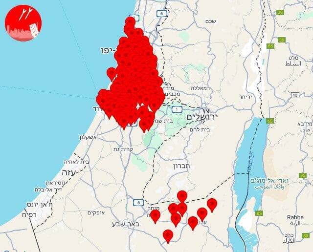  מפת האזעקות, הלילה