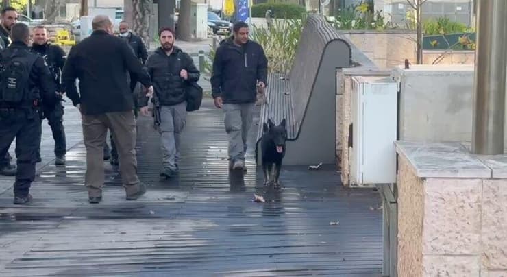 הסריקות והאבטחה החריגה (צילום: רפי קוץ) סריקה של כלבן לפני הגעתו של נציב קובי יעקובי לחקירה במח"ש