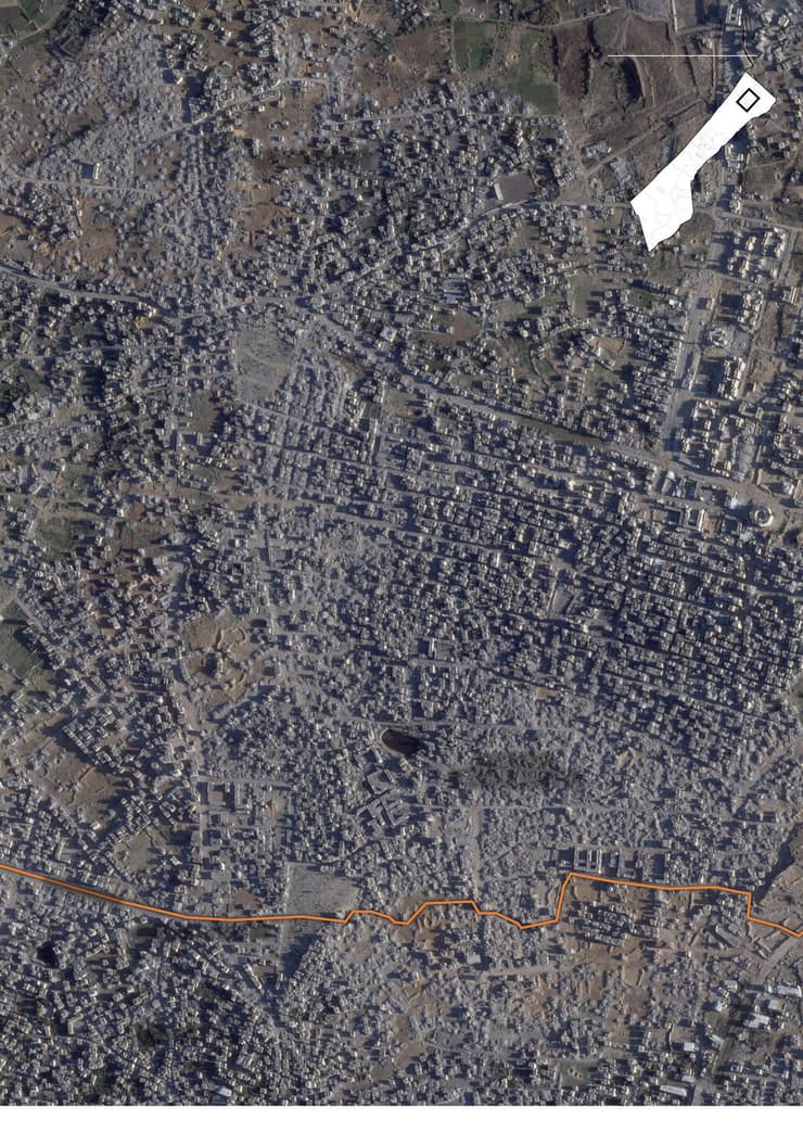 תמונות לוויין שצולמו ב-15 בדצמבר, שמראות הרס נרחב בבית לאהיה וג'באליה (צילום: Planet Labs) צילומי לוויין של ציר שמקים צה"ל בצפון הרצועה שפורסמו בוושינגטון פוסט