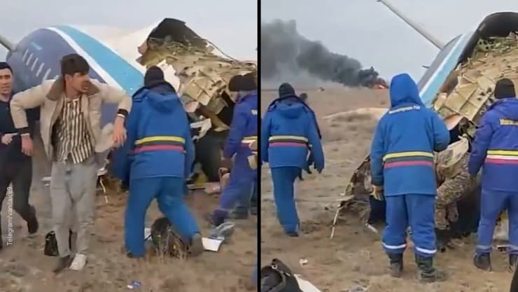 ניצולים מהתרסקות המטוס בעיר אקטאו בקזחסטן