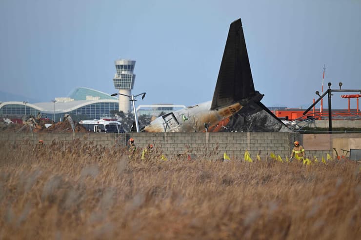 צילום: JUNG YEON-JE / AFP דרום קוריאה התרסקות מטוס ב מואן