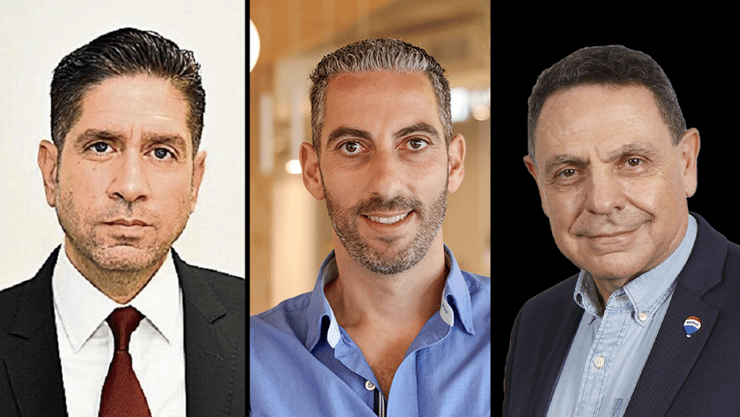 מימין: ברנרד רסקין, טל קופל ואוהד דנוס