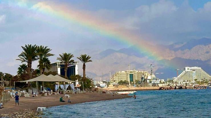 קשת בענן באילת אחרי הגשמים