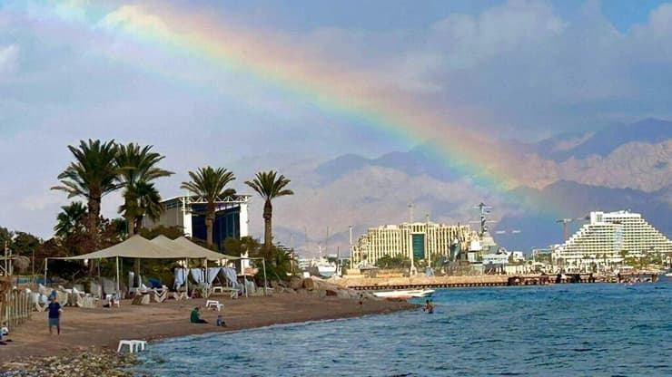 קשת בענן באילת אחרי הגשמים